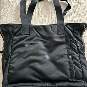 All Saints Black Expandable Nylon Tote